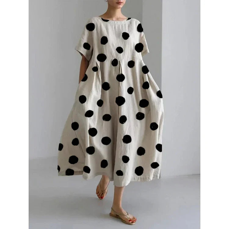 Brigitte Robe à Pois Décontractée