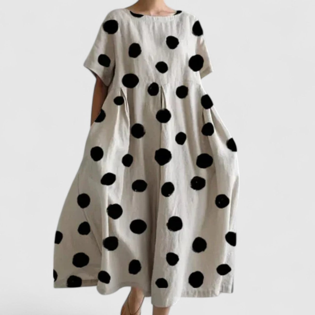 Brigitte Robe à Pois Décontractée