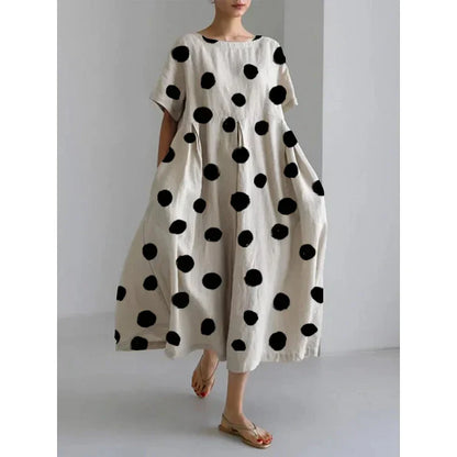 Brigitte Robe à Pois Décontractée