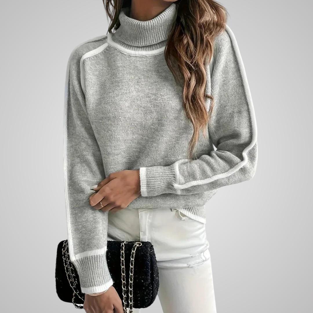 Malin Stickad Tröja med Kontrastkant