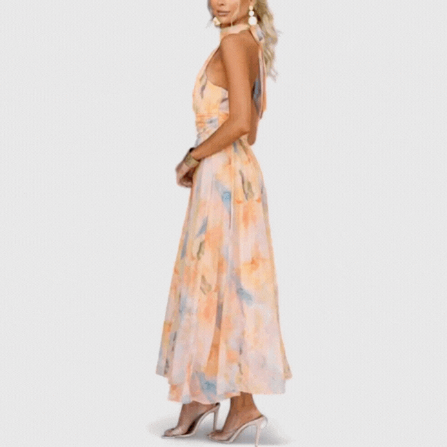 Freja Aquarell Halterneckklänning