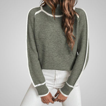 Malin Stickad Tröja med Kontrastkant