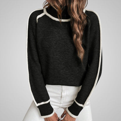 Malin Stickad Tröja med Kontrastkant