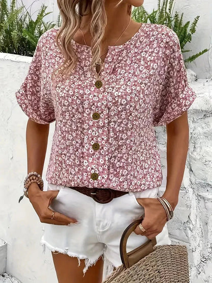 Zelma Blommig V-halsblus