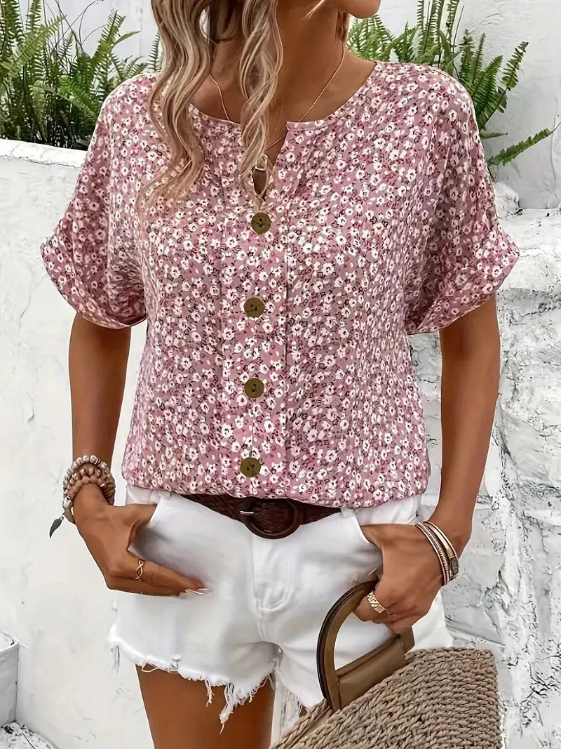 Zelma Blommig V-halsblus